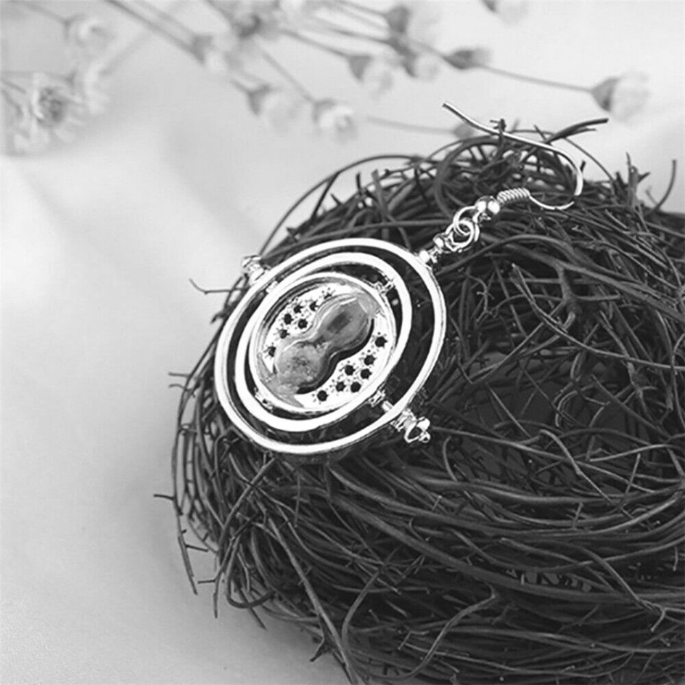 NWOT Silver Harry Potter Time Hourglass Earrings - Picture 3 of 4